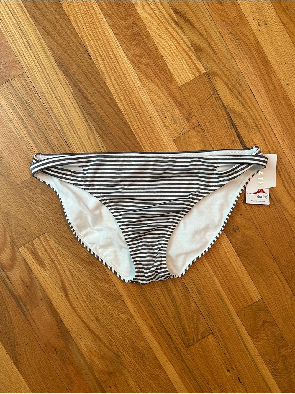 Athleta Aqualuxe Lotus Crossover Striped Swim Bottom Large NWT